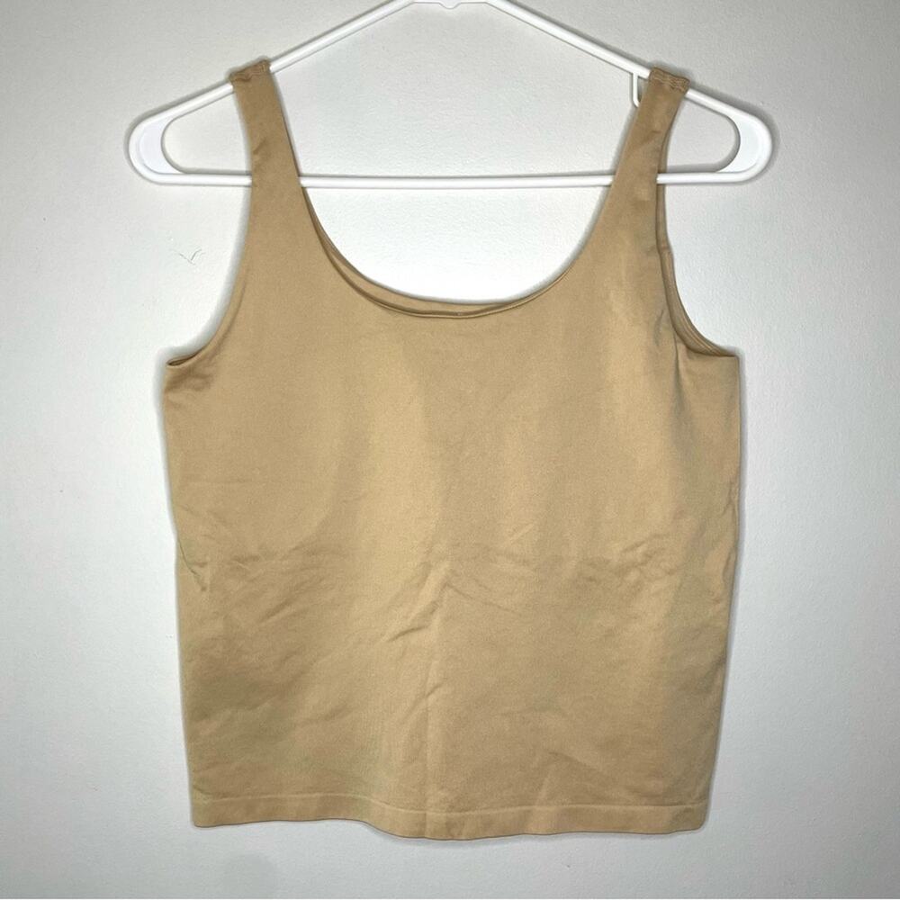 Avec Les Filles Tan Nude Built In Bra Cropped Tank Size S/M